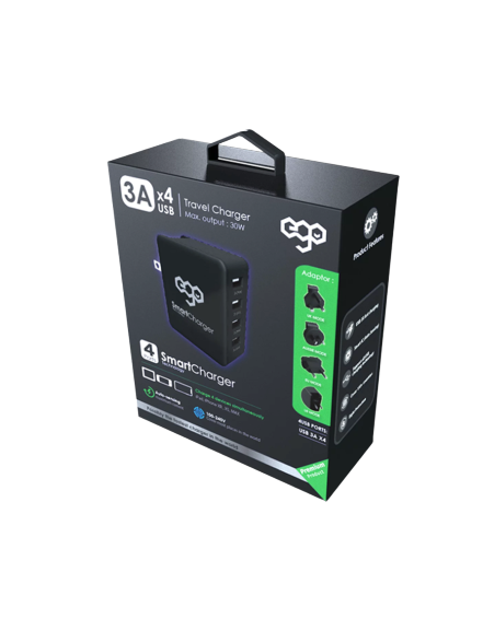 EGO TRAVEL SMART CHARGER WITH 4 USB PORTS